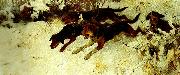 bruno liljefors fyra jagande hundar isho oil on canvas